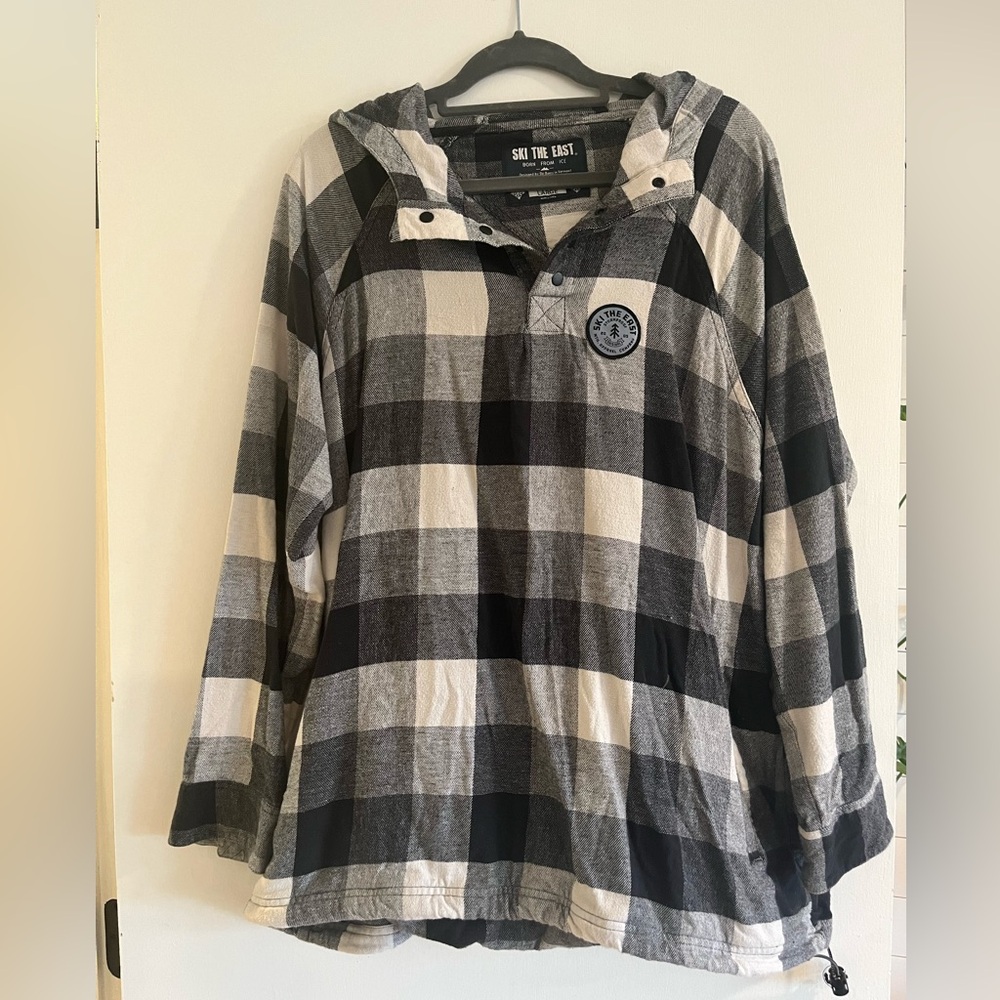 Ski the East Oversized Hooded Plaid Shirt